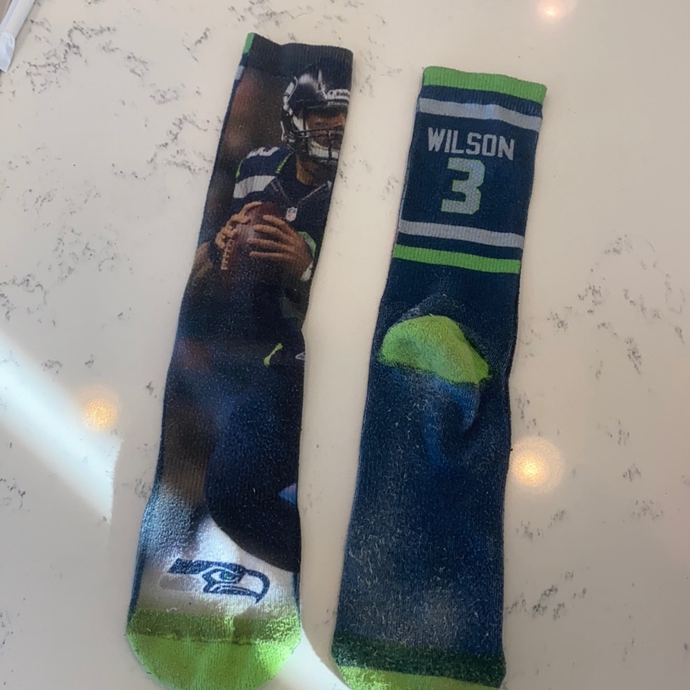Seahawks Russel Wilson socks